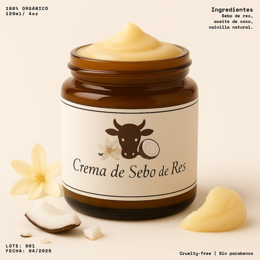 Crema de Sebo de Res + Vainilla y Coco